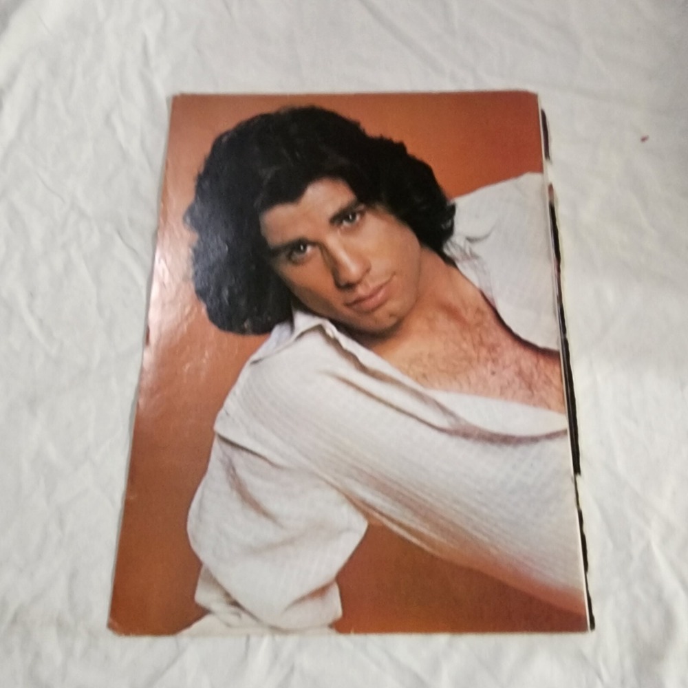 John Travolta unbuttoned shirt hairy chest pinup clipping vintage 1970s 8x10